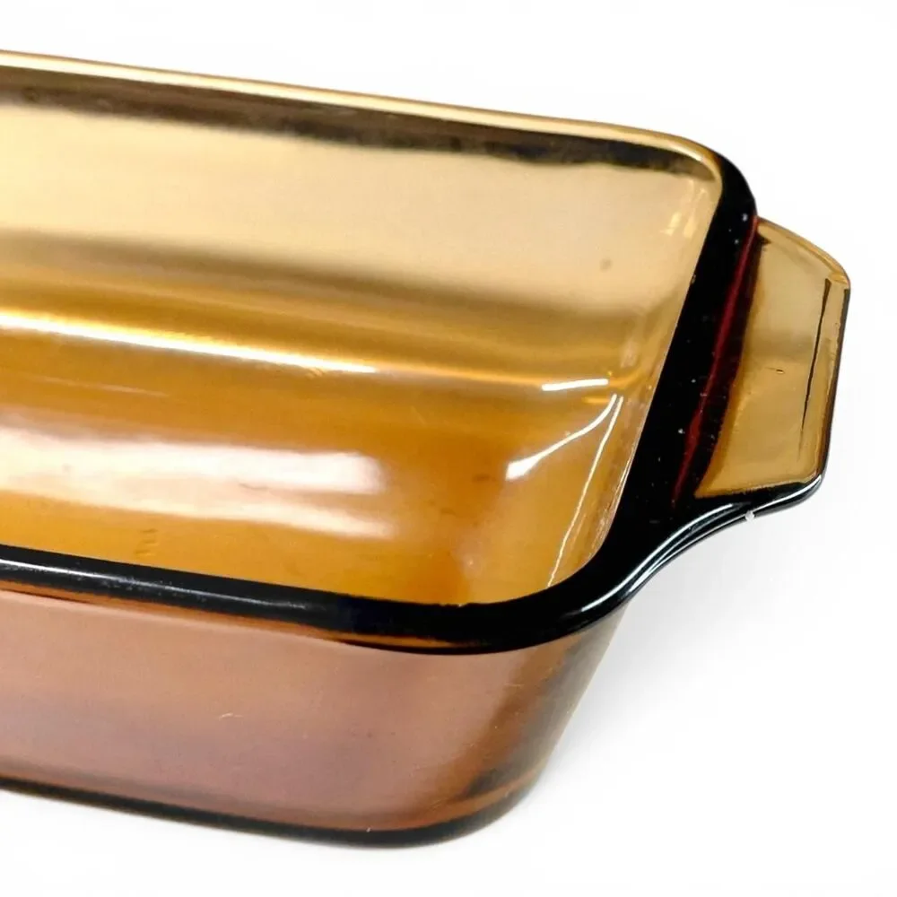 Vintage Fire-King Amber Glass Loaf Pan 441 Unmarked Center
